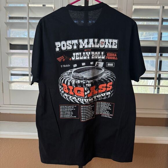 Post Malone Jelly Roll Big Ass Stadium Tour Official Tour Shirt Black Size Large - Picture 5 of 5